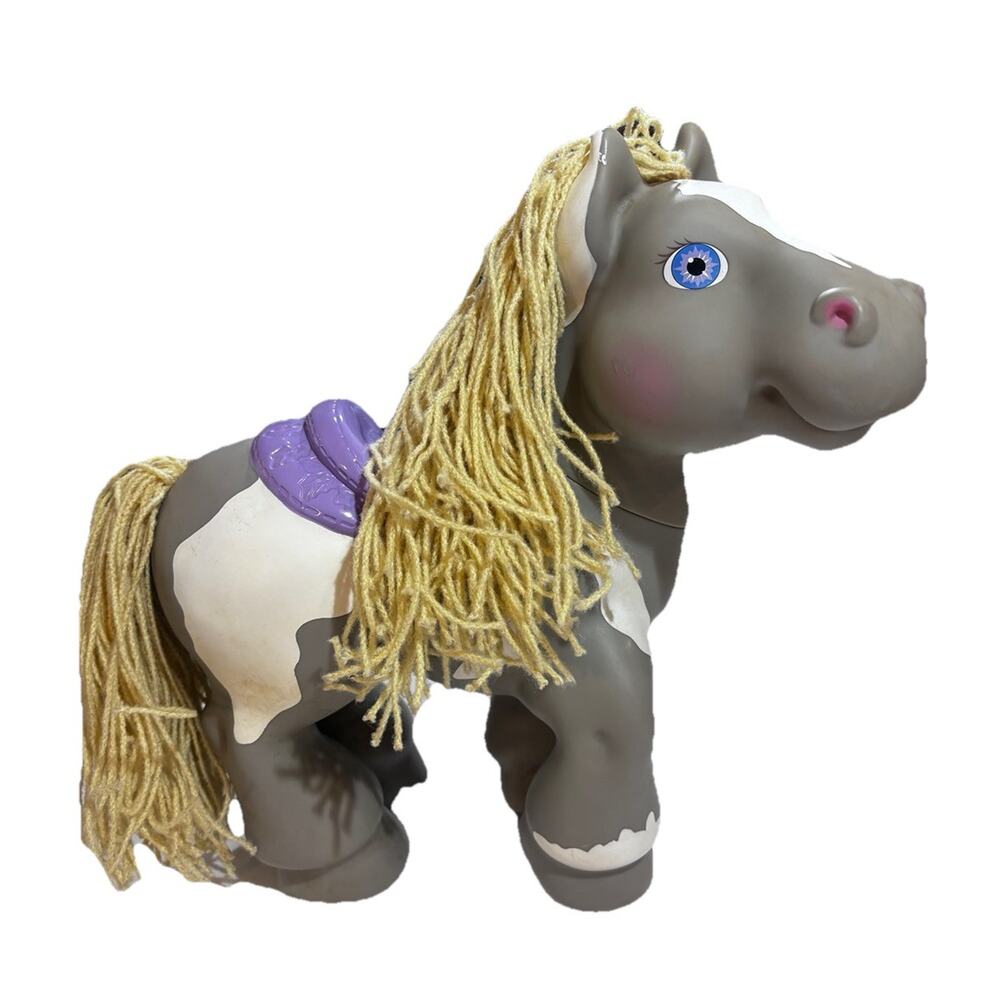 VINTAGE HASBRO 1992 CABBAGE PATCH KIDS PONY CRIMP N CURL TOY GREY & WHITE PINTO